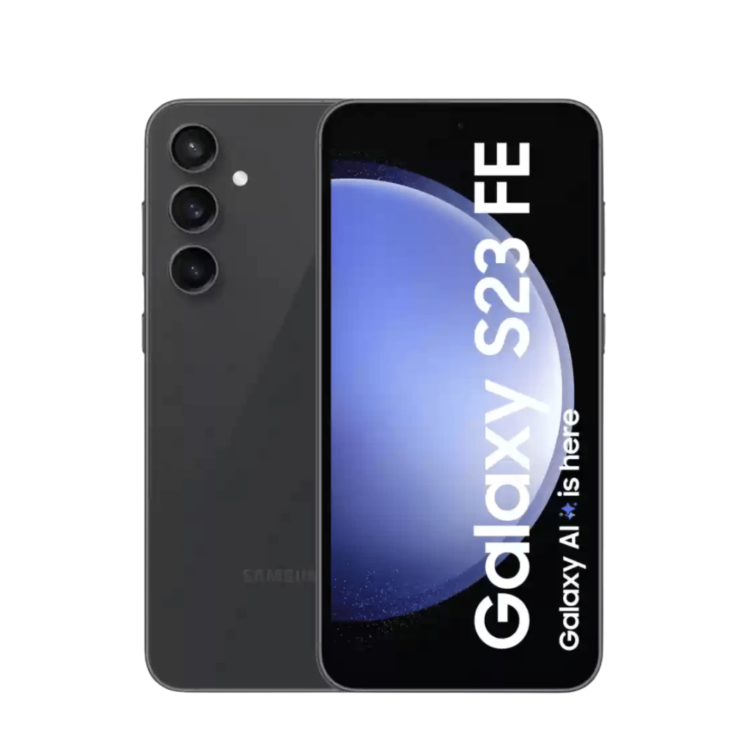 Samsung Galaxy S23 FE Graphite 256GB 8GB RAM front view with display on